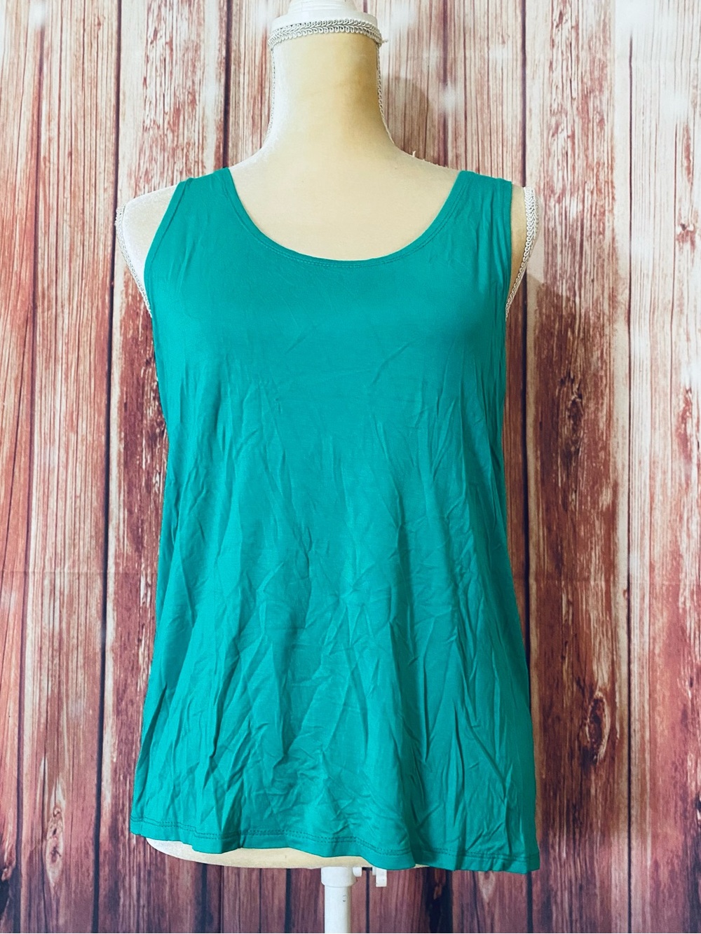 Women’s Small Tank Top Piko 1988 Green Scoop Neck Soft Stretch Bamboo Spandex